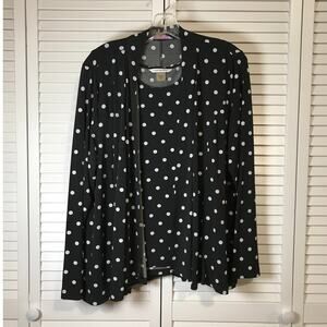 Allison Daley Pok-a-dot Scoop Neck Long Sleeve Tank & Jacket Set L